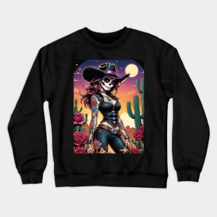 Vaquera - Dia De Los Muertos- Cowgirl Crewneck Sweatshirt